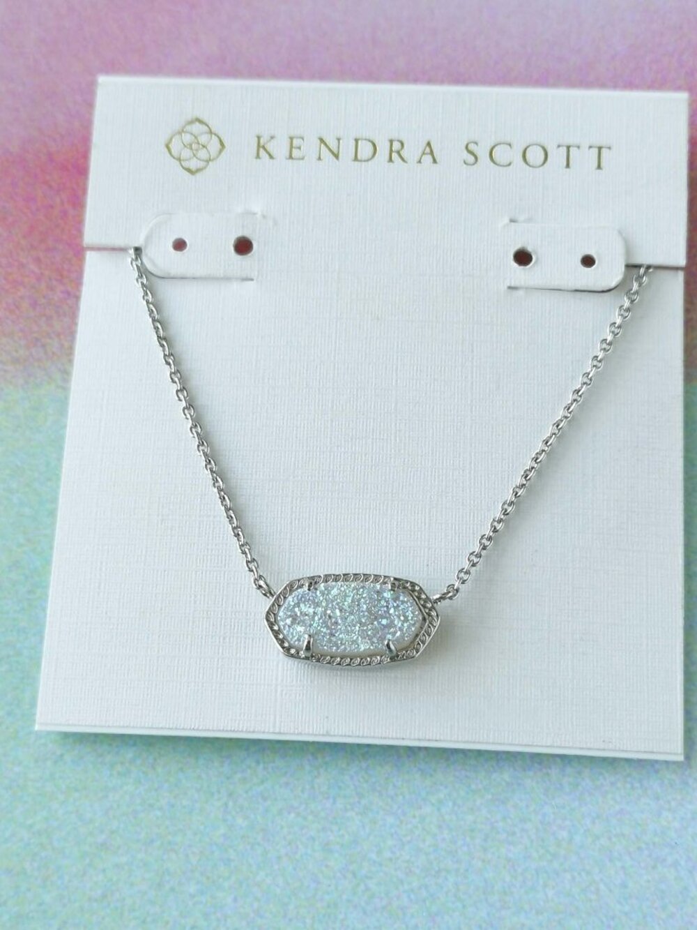 New. Kendra Scott Silver Drusy Elisa Necklace